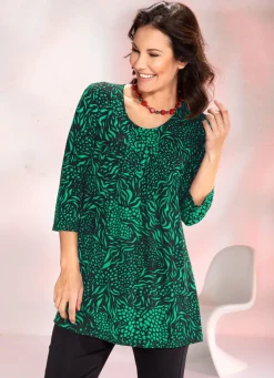Discount BADER Longshirt mit Faltenlegung in 3 Farben SCHWARZ-GRÜN