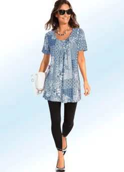 Discount BADER Longshirt mit Faltenlegung in 3 Farben ROYALBLAU-WEISS