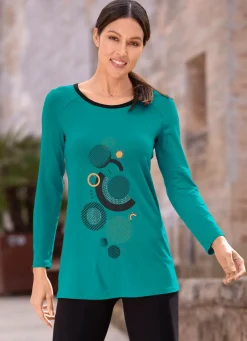 Hot BADER Longshirt mit Motivdruck in 2 Farben PETROL