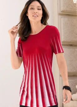 Outlet BADER Longshirt mit Plissee-Optik BORDEAUX-WEISS