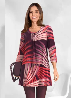 Discount KLAUS MODELLE MADE IN GERMANY Longshirt mit rundem Halsausschnitt ROT-BORDEAUX-ROSÉ-TAUPE