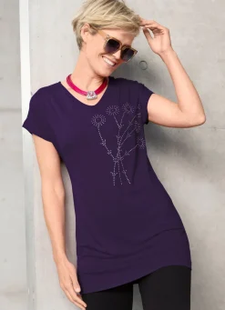 Clearance BADER Longshirt mit Strasszier AUBERGINE