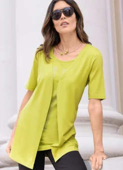 Online BADER Longshirt mit Strasszier KIWIGRÜN