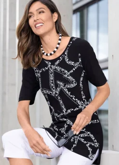 Discount BADER Longshirt mit Strasszier SCHWARZ