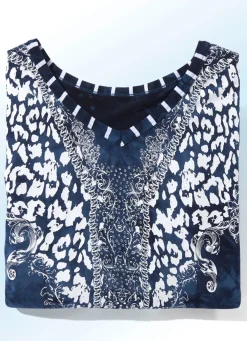 Hot BADER Longshirt mit V-Ausschnitt in 2 Farben MARINE BATIK