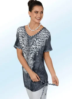 BADER Longshirt mit V-Ausschnitt in 2 Farben GRAU BATIK