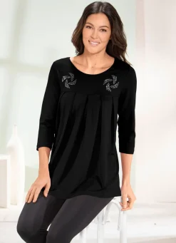 Clearance BADER Longshirt mit Zierplättchen in 3 Farben SCHWARZ