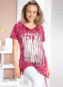 Outlet BADER Longshirt mit Kontrast-Druck in 2 Farben BORDEAUX BATIK