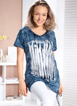 Hot BADER Longshirt mit Kontrast-Druck in 2 Farben MARINE BATIK