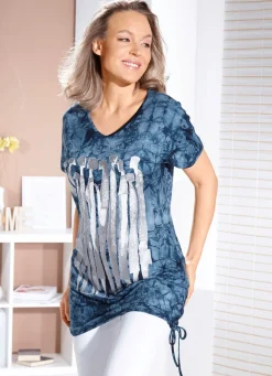 Hot BADER Longshirt mit Kontrast-Druck in 2 Farben MARINE BATIK