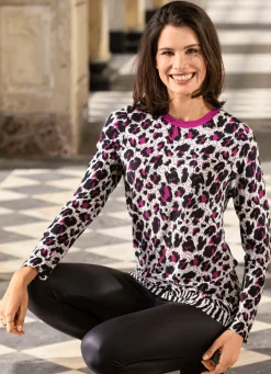 Best BADER Longshirt mit kontrastfarbenem Bündchen in 2 Farben MAGENTA