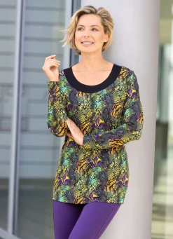 Best BADER Longshirt mit schwarzer angesetzter Blende SCHWARZ-GRÜN
