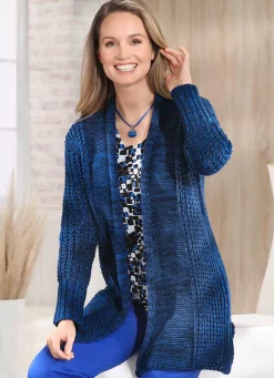 Discount BADER Long-Strickjacke aus Melangegarn ROYALBLAU-SCHWARZ