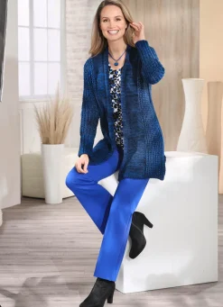 Discount BADER Long-Strickjacke aus Melangegarn ROYALBLAU-SCHWARZ