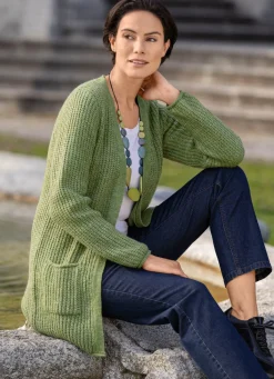 BADER Long-Strickjacke in Perlfang LIMETTE MELIERT