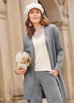 Clearance laurakent Long-Strickjacke mit eingesetzten Taschen GRAU MELIERT