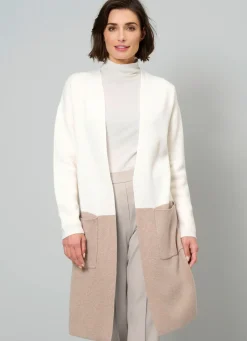 Best BADER Long-Strickjacke mit Kaschmir ECRU-TAUPE