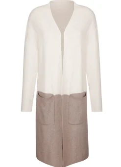 Best BADER Long-Strickjacke mit Kaschmir ECRU-TAUPE
