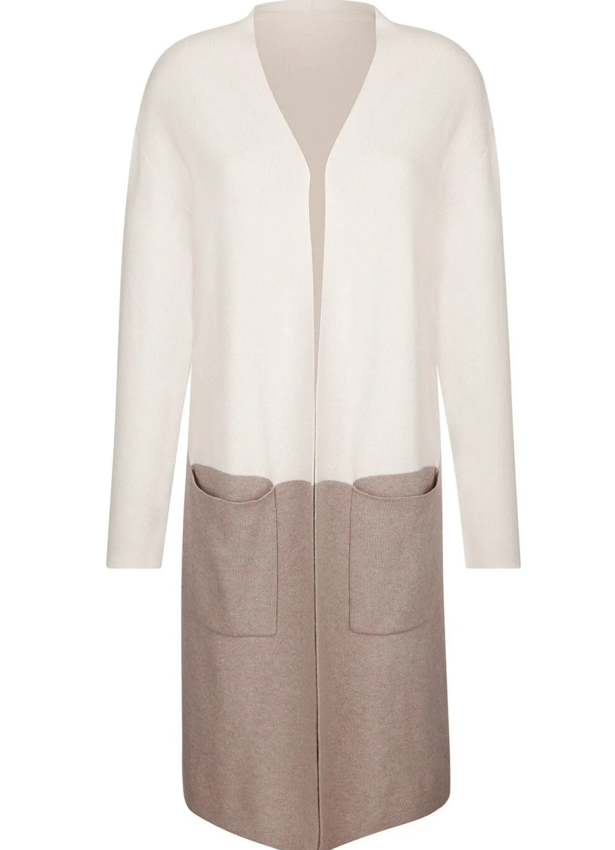 Best BADER Long-Strickjacke mit Kaschmir ECRU-TAUPE