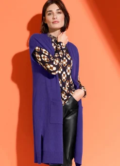 Hot BADER Long-Strickweste aus Kaschmir ROYALBLAU