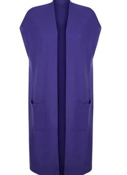 Hot BADER Long-Strickweste aus Kaschmir ROYALBLAU