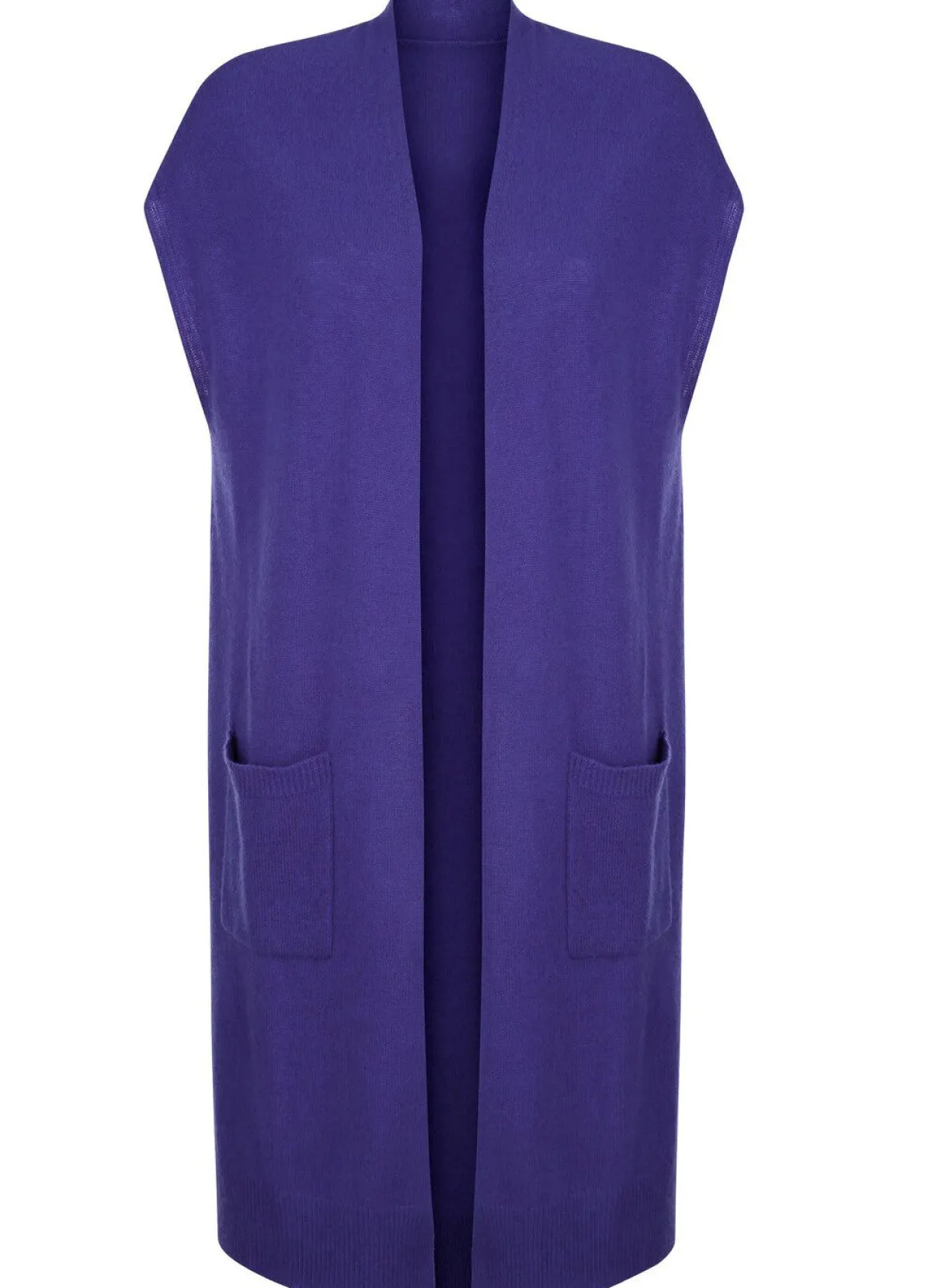 Hot BADER Long-Strickweste aus Kaschmir ROYALBLAU