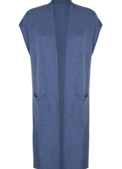 BADER Long-Strickweste aus Kaschmir JEANSBLAU