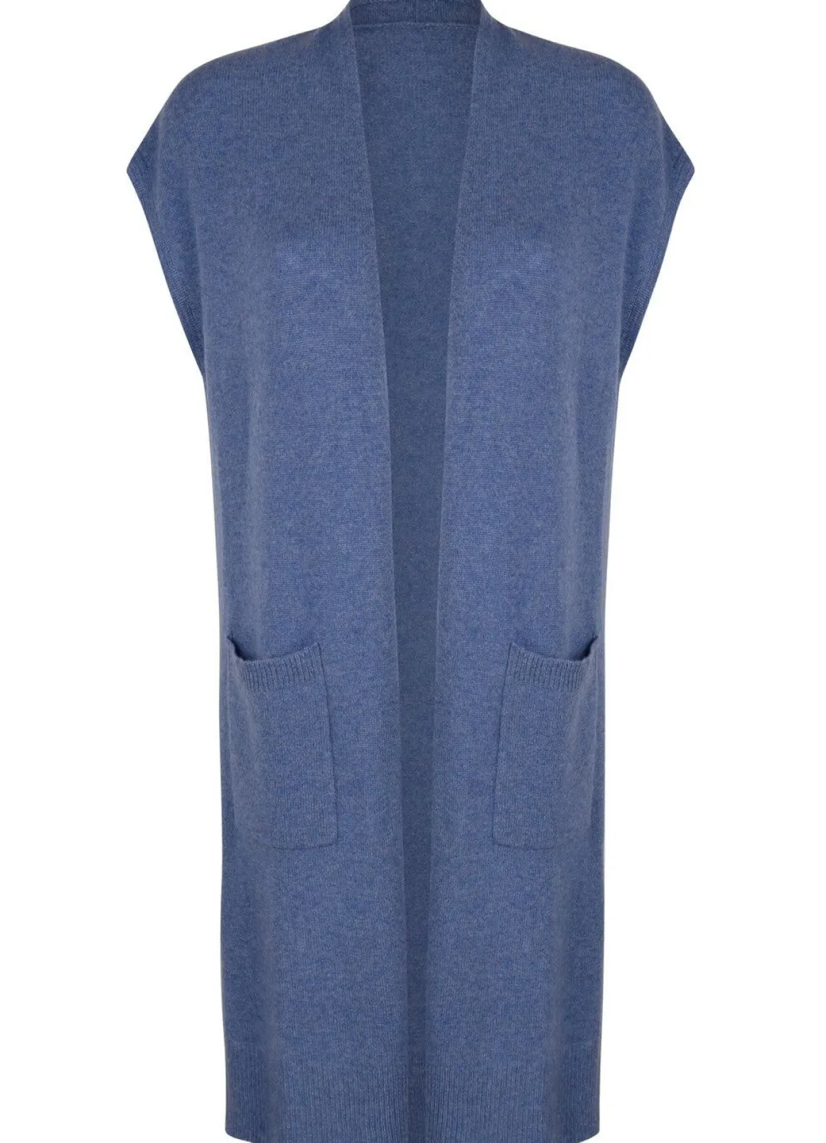 BADER Long-Strickweste aus Kaschmir JEANSBLAU