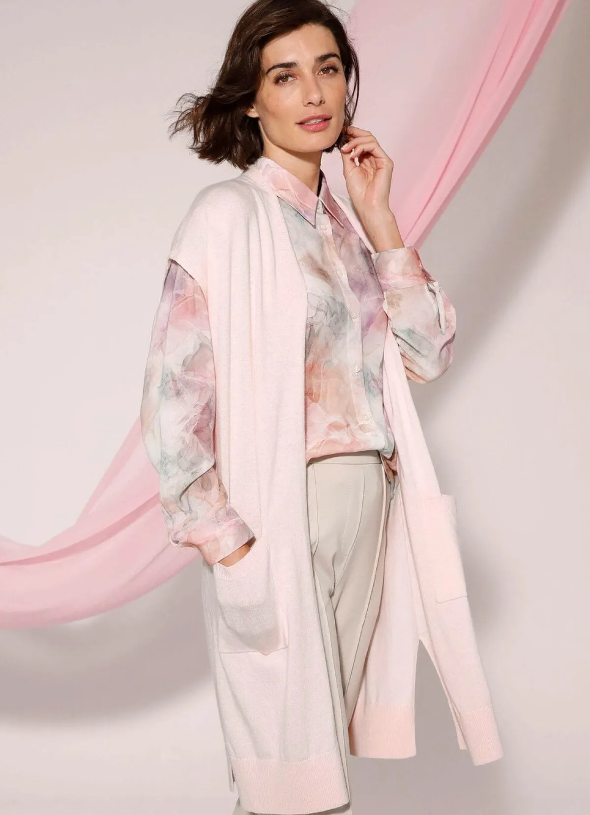 Best BADER Long-Strickweste mit Kaschmir ROSÉ