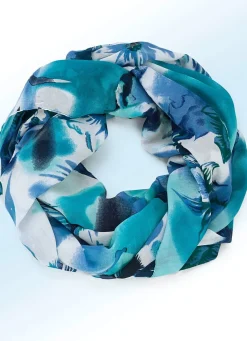 Outlet BADER Loop-Schal mit Fantasieblüten-Dessin BLAU-GRÜN