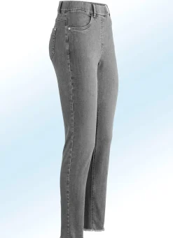 New ASCARI Magic-Jeans mit angesagtem Fransensaum GRAU