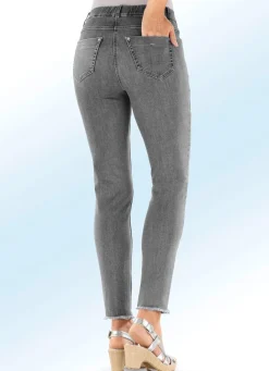 New ASCARI Magic-Jeans mit angesagtem Fransensaum GRAU