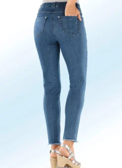 Clearance ASCARI Magic-Jeans mit angesagtem Fransensaum JEANSBLAU