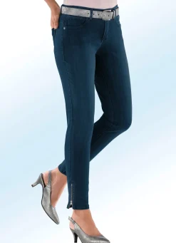 Sale ASCARI Magic-Jeans mit modischen Reißverschlüssen an den Beinabschlüssen DUNKELBLAU