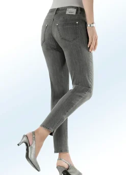 Discount ASCARI Magic-Jeans mit modischen Reißverschlüssen an den Beinabschlüssen GRAU