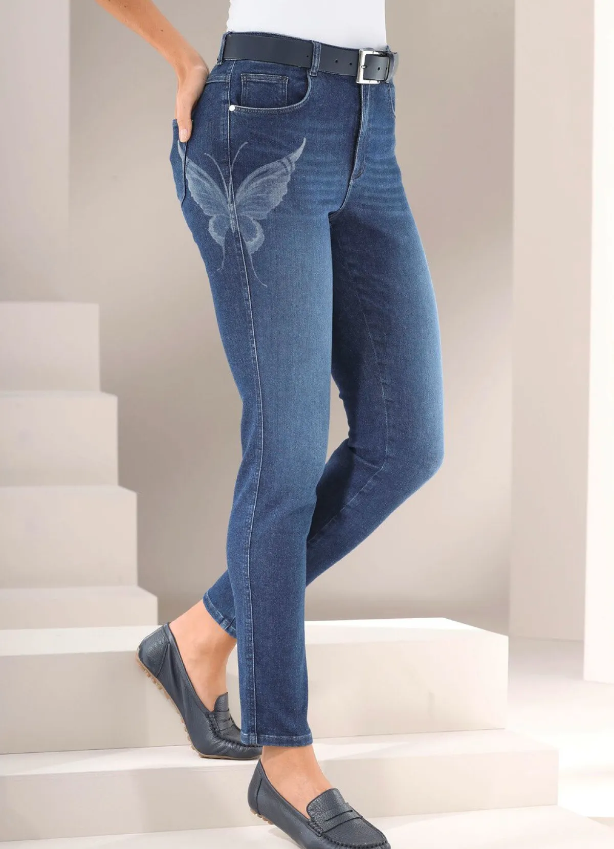 Sale Tizia Magic-Jeans mit Schmetterlingswascheffekt JEANSBLAU