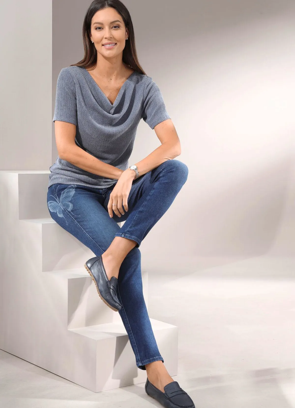 Sale Tizia Magic-Jeans mit Schmetterlingswascheffekt JEANSBLAU