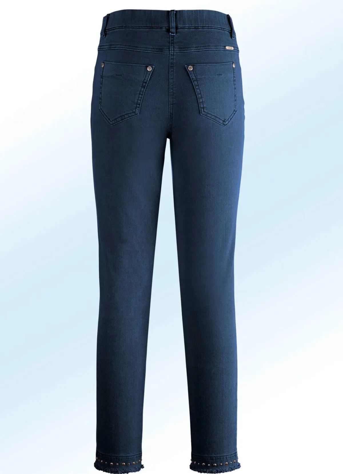 Best BADER Magic-Jeans mit toller Nietenzier sowie angesagtem Fransensaum DUNKELBLAU