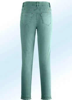 BADER Magic-Jeans mit toller Nietenzier sowie angesagtem Fransensaum JADEGRÜN