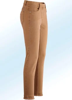 Clearance BADER Magic-Jeans mit toller Nietenzier sowie angesagtem Fransensaum COGNAC