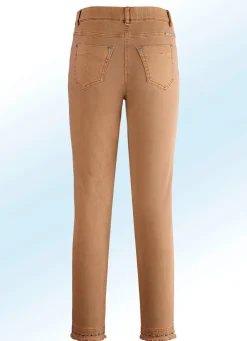 Clearance BADER Magic-Jeans mit toller Nietenzier sowie angesagtem Fransensaum COGNAC