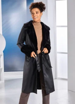 Outlet BADER Mantel aus Nappaleder-Imitat SCHWARZ
