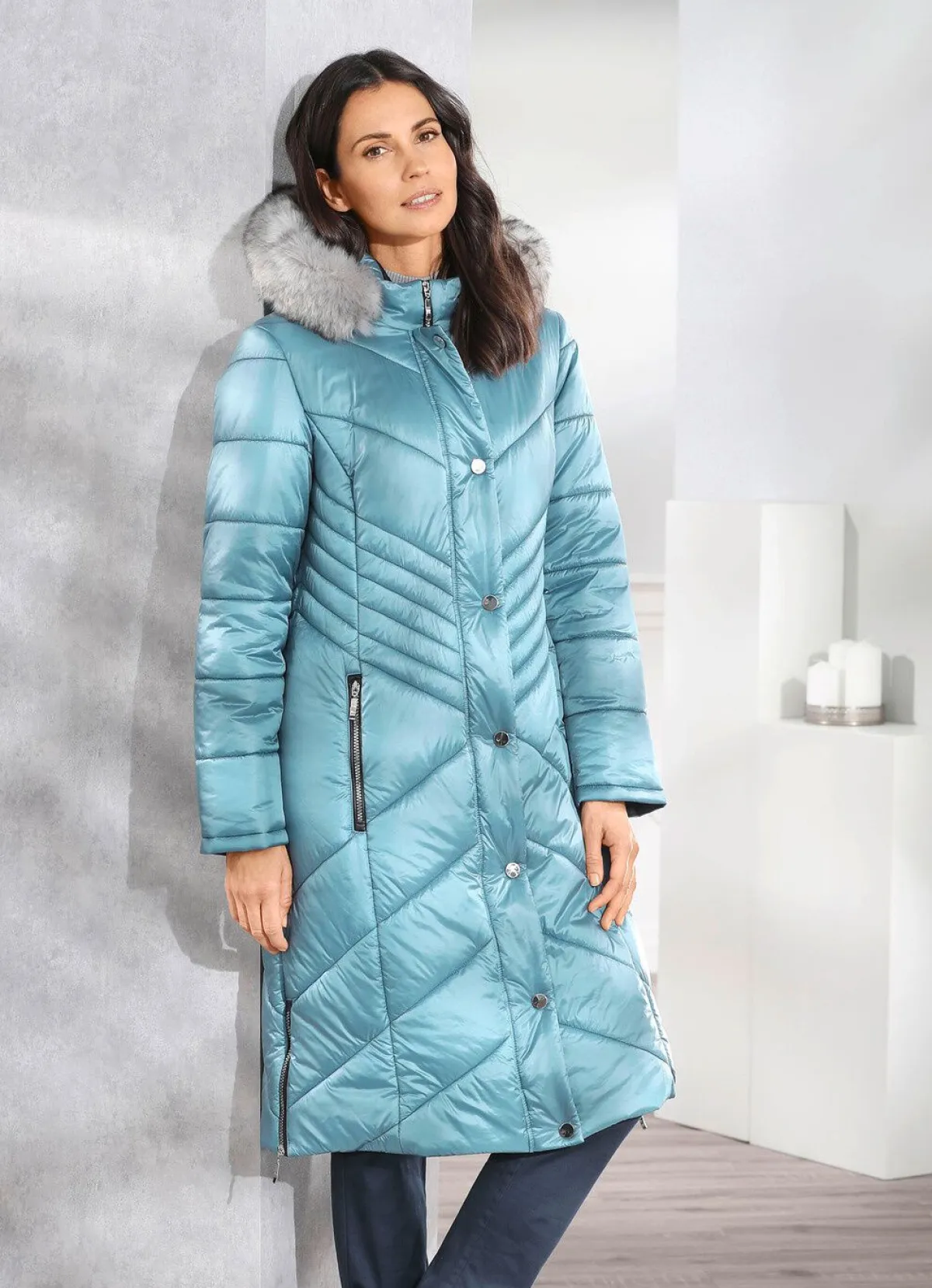 Outlet BADER Mantel mit abnehmbarer Kapuze EISBLAU