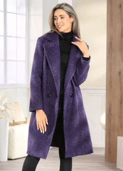 Outlet BADER Mantel mit Knopfleiste LILA-SCHWARZ