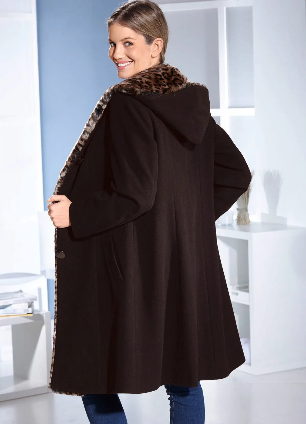 Hot BADER Mantel mit Knopfleiste DUNKELBRAUN