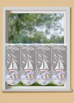 Hot PLAUENER STICKEREI Maritimer Kurzstore mit ECRU-BUNT