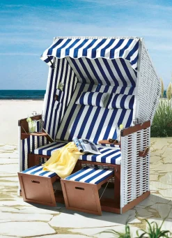 Online BADER Maritimer Strandkorb BLAU-WEISS