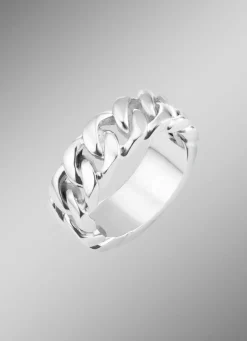 Online BADER Markanter Herrenring in Ketten-Design WEISS