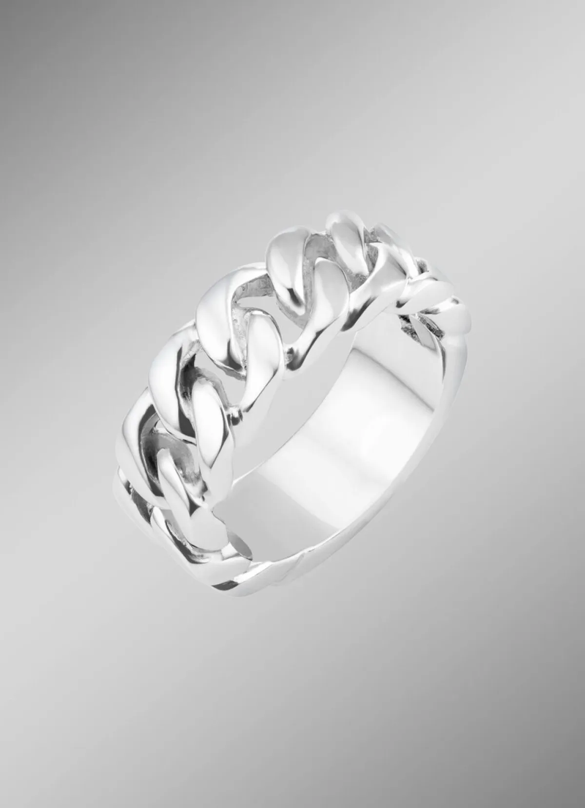 Online BADER Markanter Herrenring in Ketten-Design WEISS