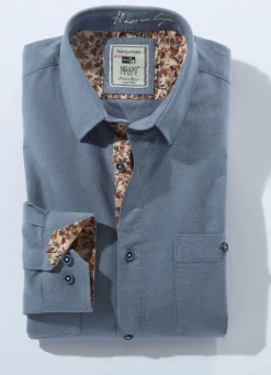 Hot BADER Markantes "Milano Italy"-Hemd in 3 Farben STAHLBLAU